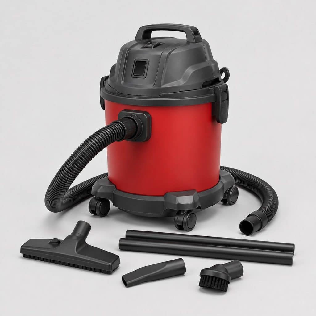 Aspirateur eau et poussière d'atelier rouge et graphite avec accessoires