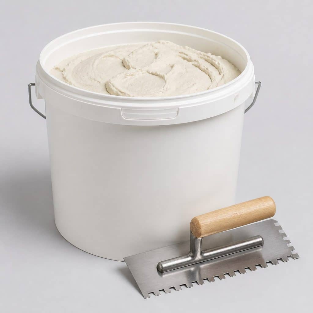 Seau de colle à carrelage en pâte prête à l'emploi de 17 kg pour salle de bain