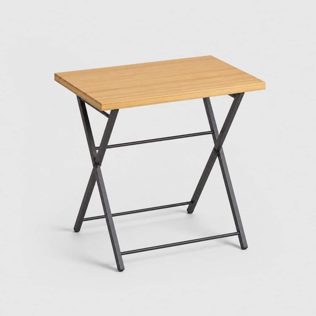 Établi en bois pliant à plateau bambou et piètement graphite