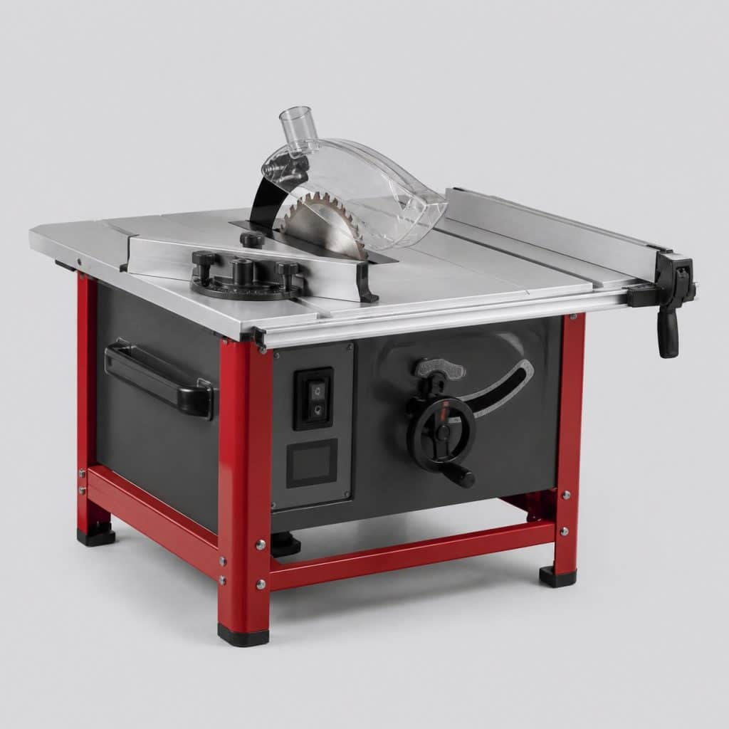 Scie sur table compacte rouge et graphite avec lame Ø 210 mm