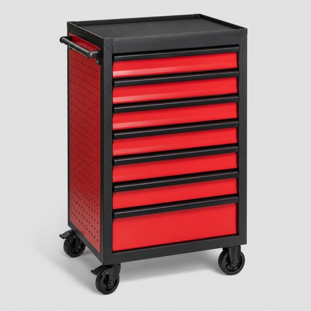 Servante d'atelier XXL rouge et noir a sept tiroirs
